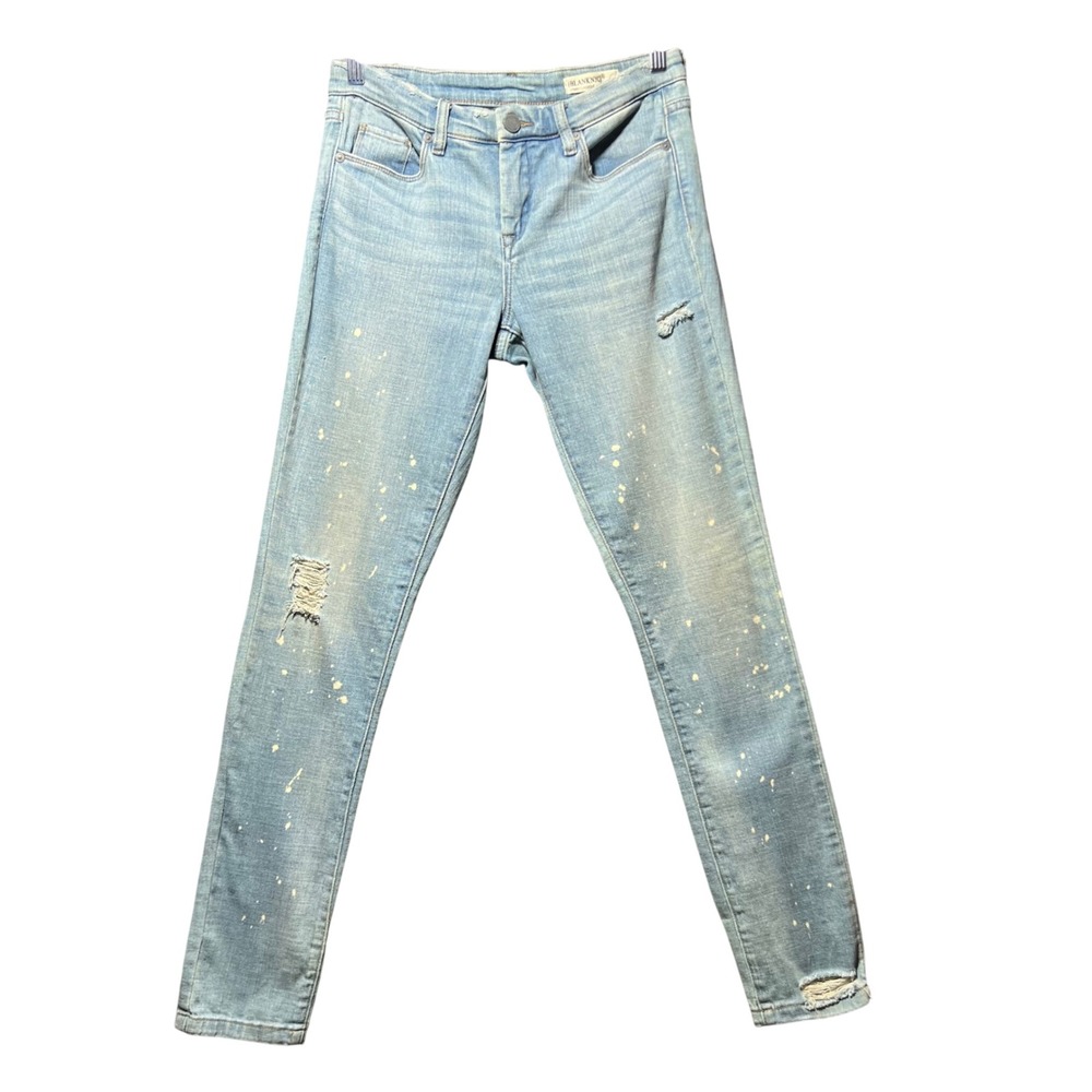 BlankNYC Skinny Classique Light Wash Paint Splatter Distressed Jeans‎ 27